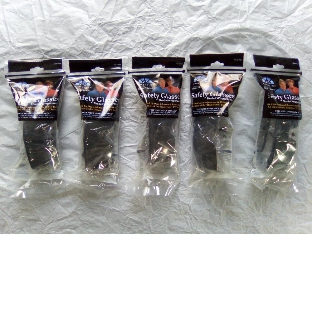 5 Pairs of Hometime Safety Glasses - Shaded Wraparound